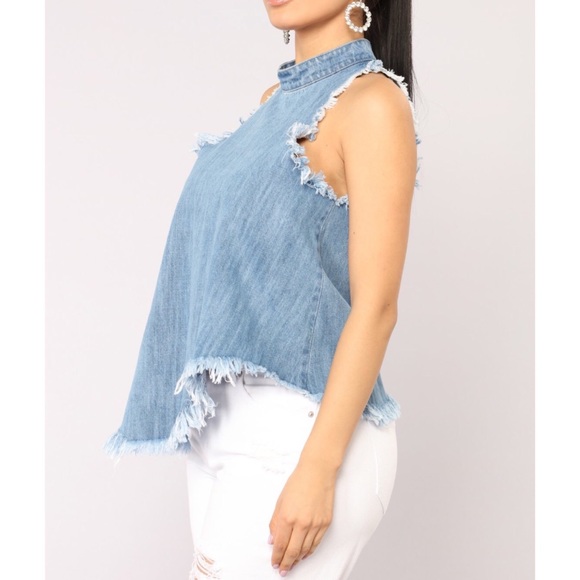 Frayed mock neck top - Picture 4 of 4